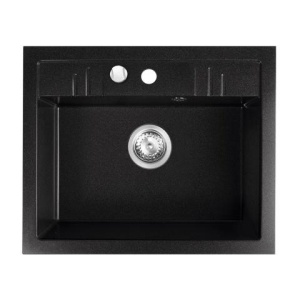 SUDOPERA GRANITNA FERRO 580X480 CRNA SA POP-UP SIFONOM fi90